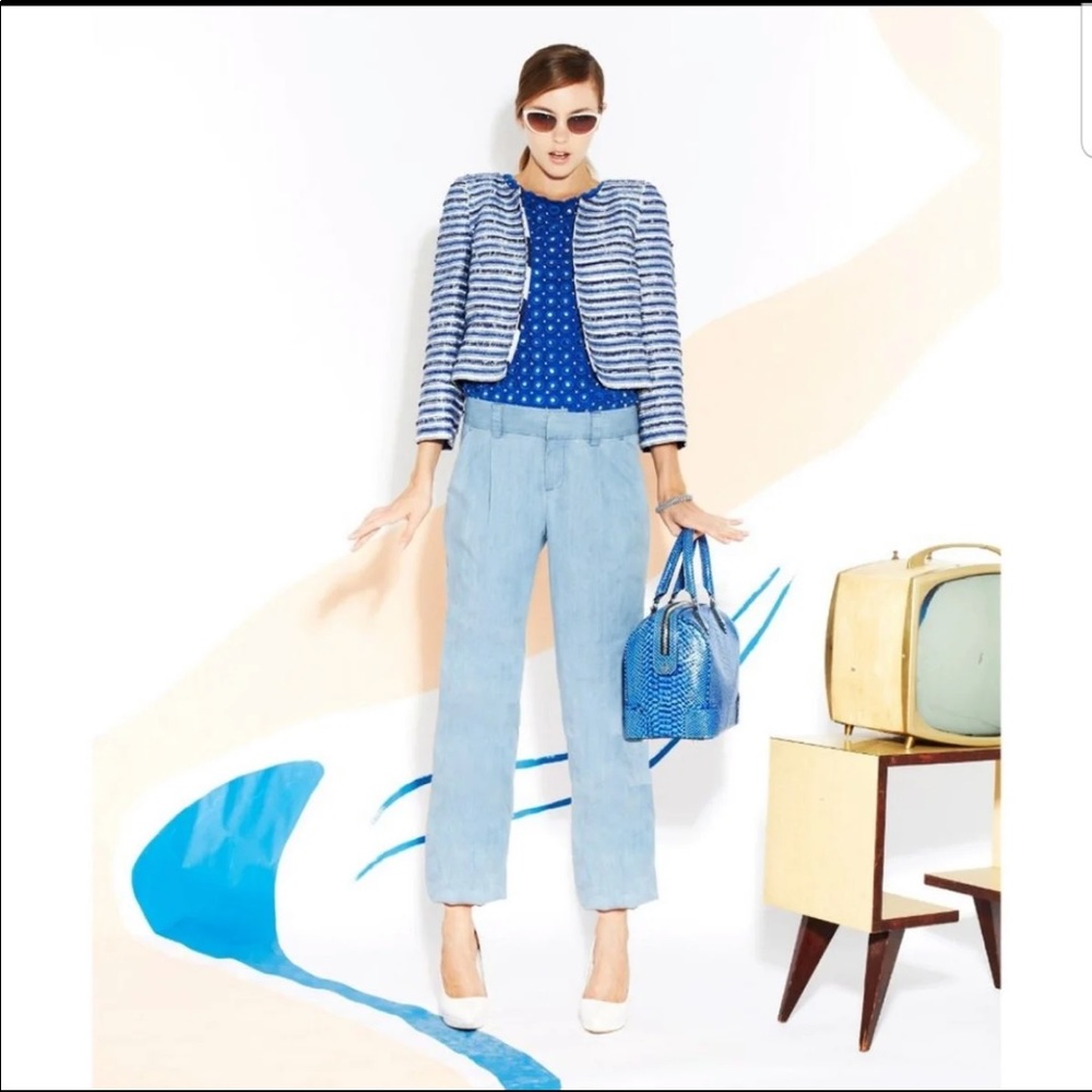 Alice + Olivia Blue striped sequin jacket